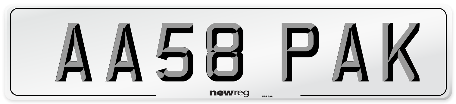 AA58 PAK Number Plate from New Reg